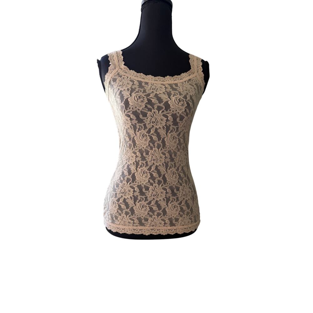 Hanky Panky Lace Cami Tank Top Blush Taupe Floral Lace